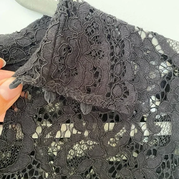 Cynthia Rowley Black Lace Long Sleeve Top Size 4 - Picture 9 of 16